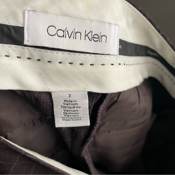 Calvin Klein Dress Pants Women’s size 6 Windowpane Plaid Burgundy - Picture 8 of 9